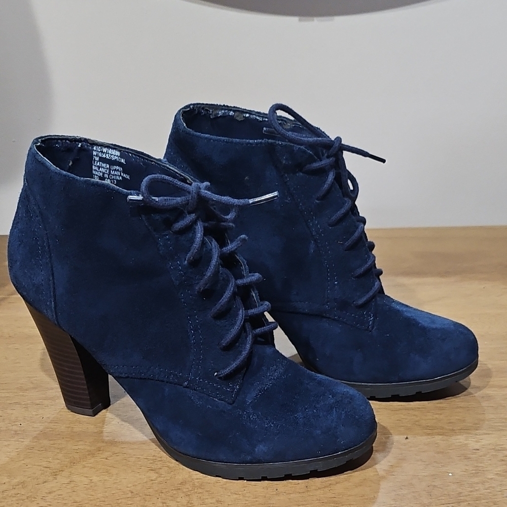 White Mountain Blue Heeled Boots with Suede Finish